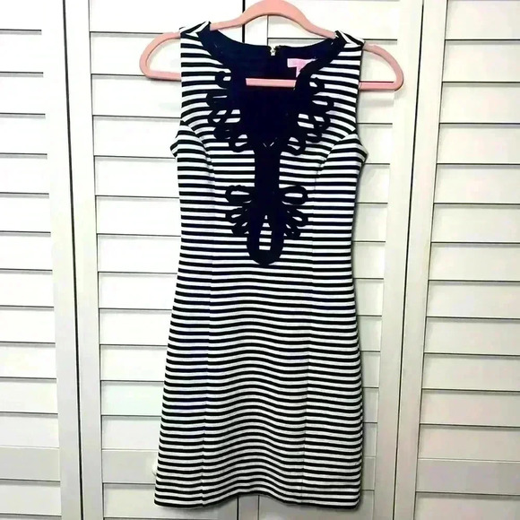 Lilly Pulitzer Striped Janice Shift Dress Size XXS True Navy Ottoman Stripe - Picture 5 of 12